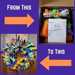 Halloween Rag Wreath Kit - DIY - Bold with Silver Stars, Soft Fabric